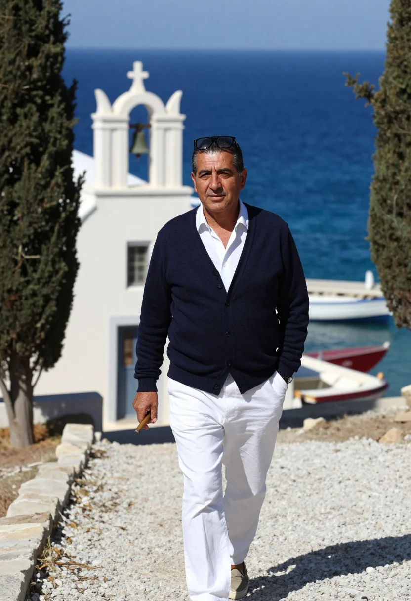 AI onassis sample — portrait of a man, three-quarter-length portrait of a Greek
