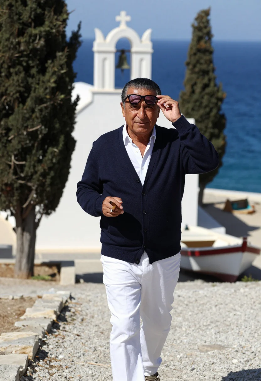 AI onassis sample — portrait of a man, close half-length portrait of a Greek man