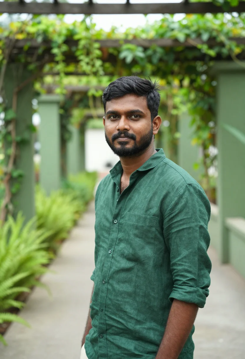 AI one north data tropical green sample — portrait of a data engineer, head-and-shoulders portrait of