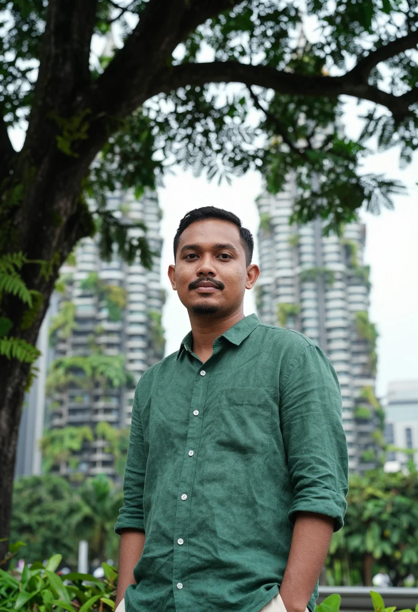 AI one north data tropical green sample — portrait of a data engineer, head-and-shoulders portrait of