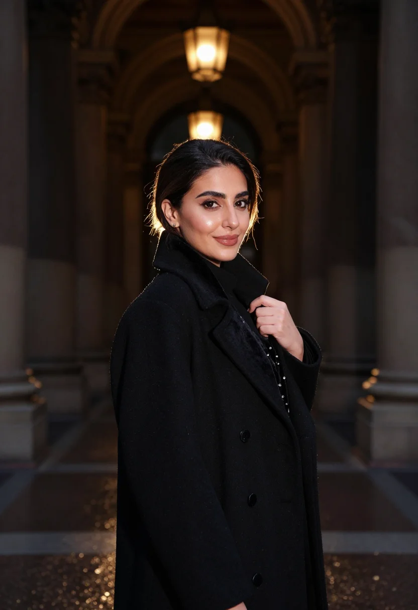 AI opera steps black sample — portrait of a woman, chest-up portrait of a Middle-Eastern w