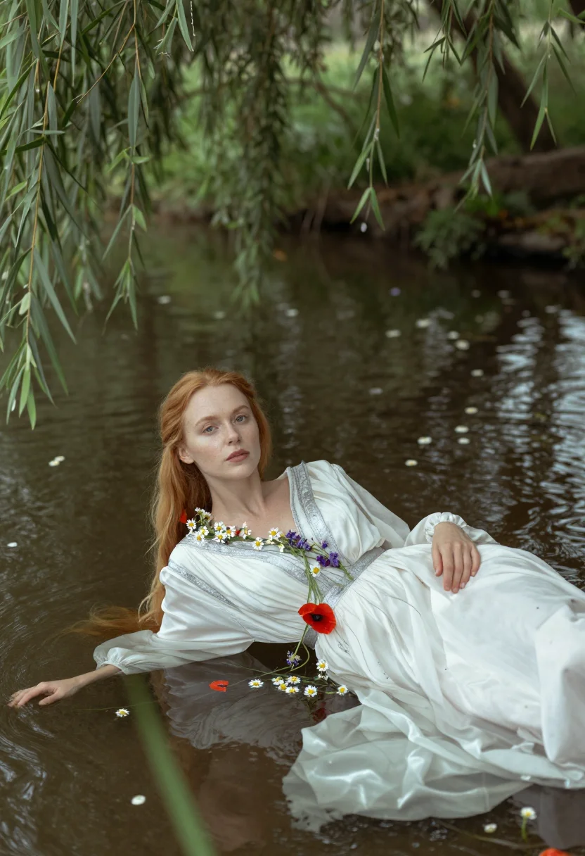 AI ophelia sample — portrait of a woman, half-length portrait of a Northern-Euro