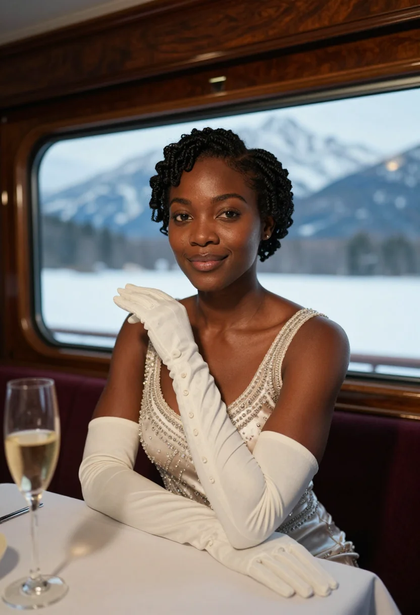 AI orient express sample — portrait of a woman, tight bust portrait of a Black woman in