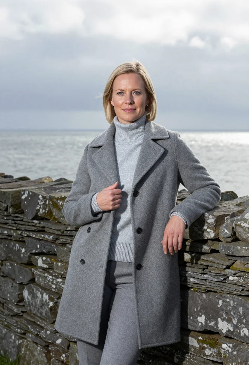 AI orkney tidal energy engineer sea grey sample — portrait of a woman, a tidal energy engineer in her forties