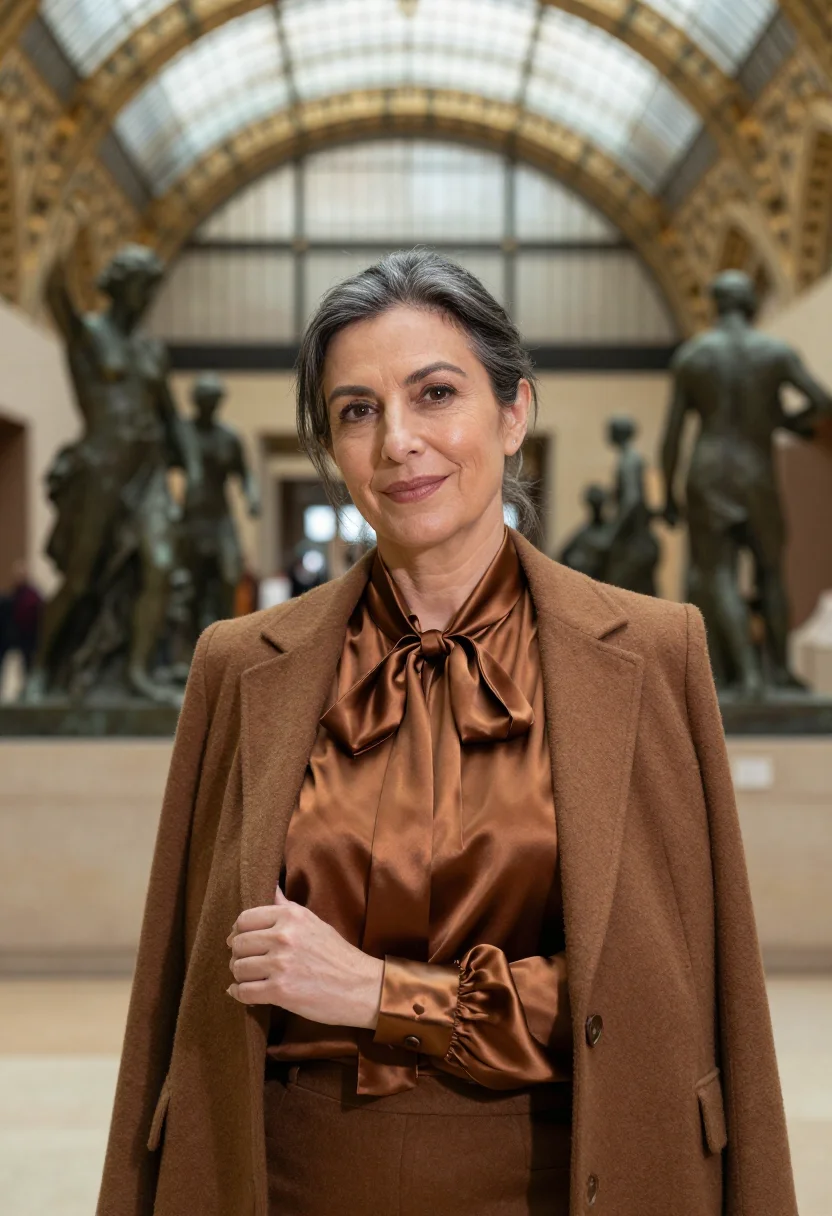 AI orsay conservatrice bronze sample — portrait of a woman, chest-up portrait of an Italian woman i