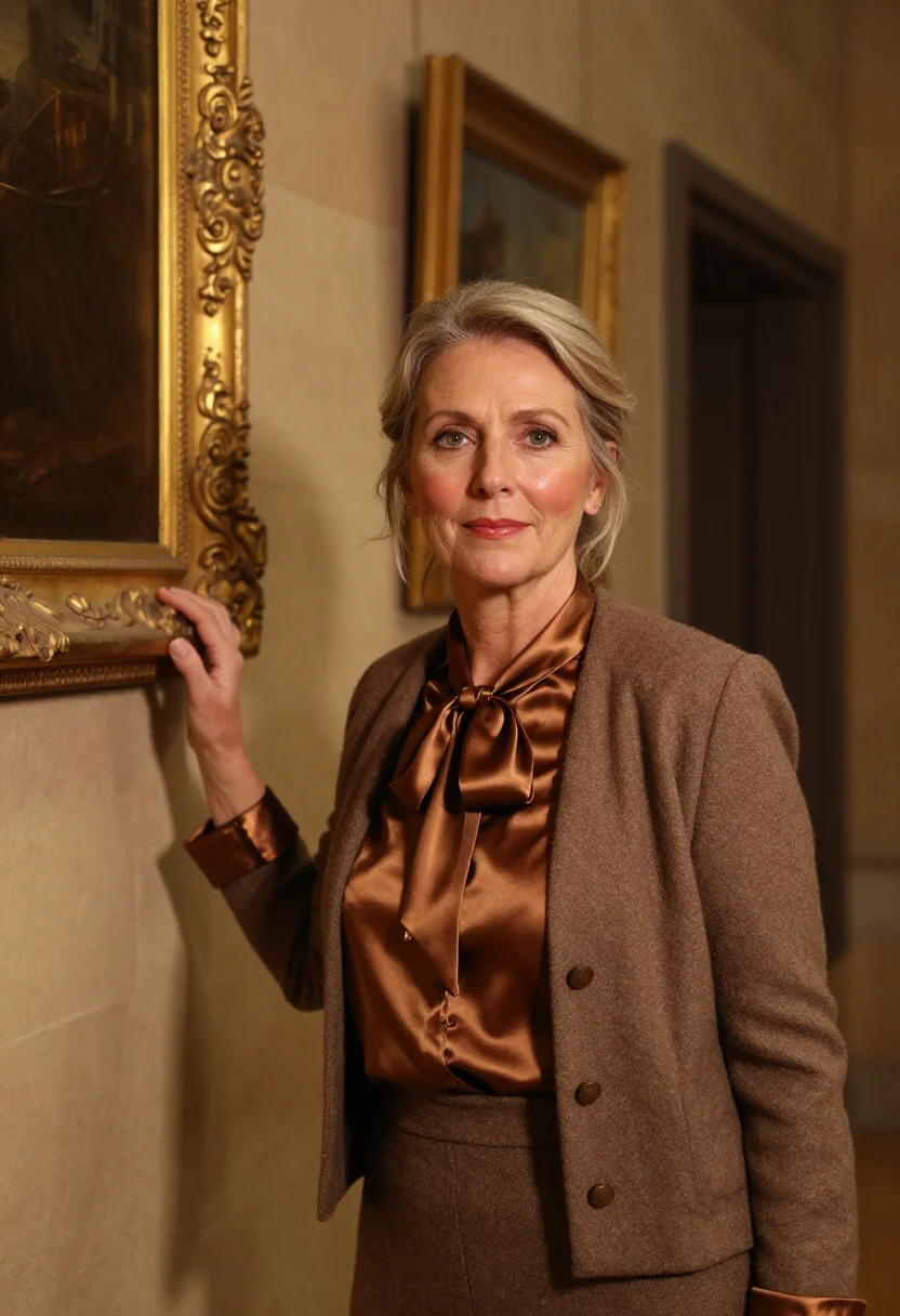 AI orsay conservatrice bronze sample — portrait of a woman, chest-up portrait of a British woman in