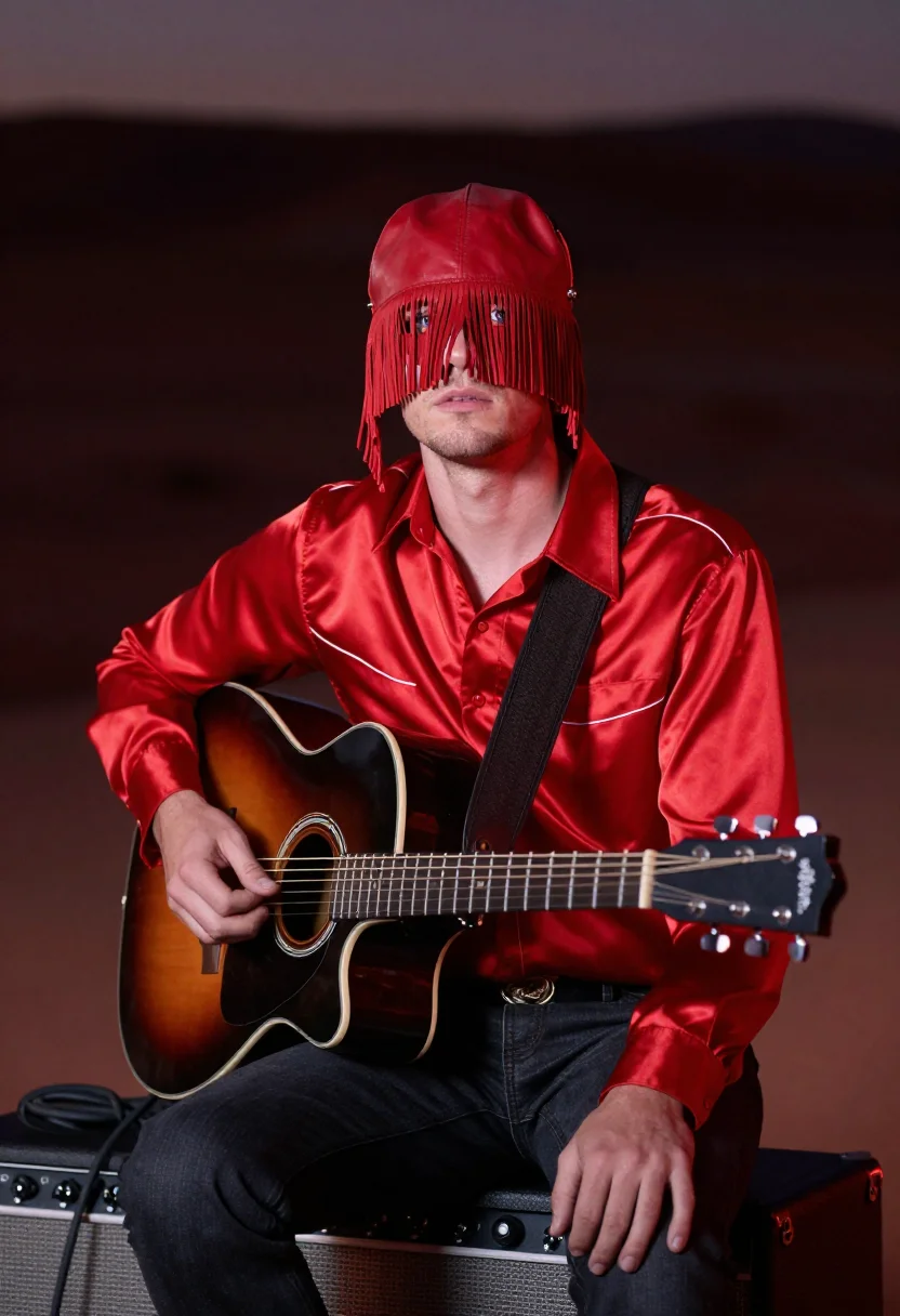 AI orville peck fringe sample — portrait of a man, close portrait of a man in his early thir