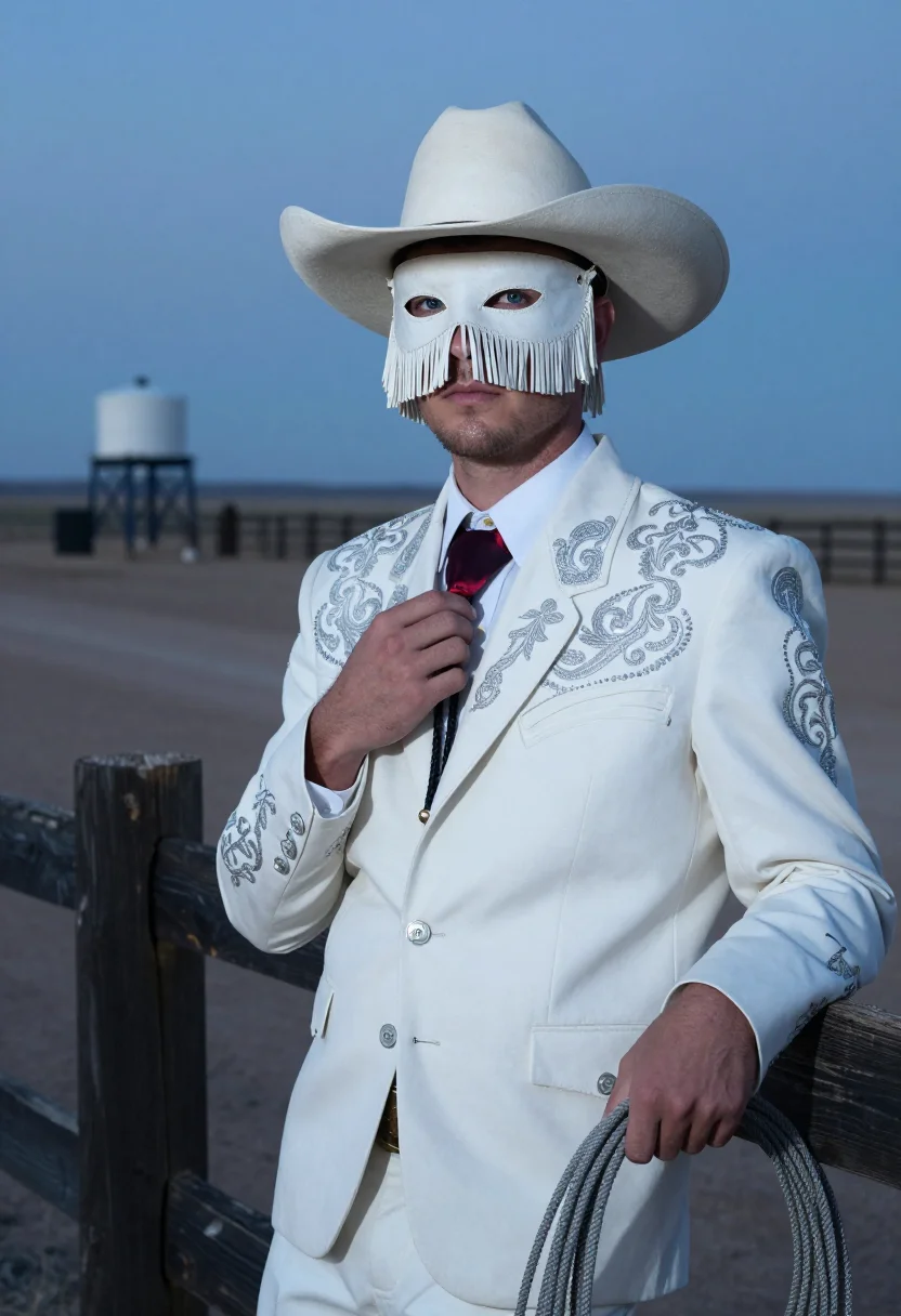AI orville peck fringe sample — portrait of a man, close half-length portrait of a man in hi
