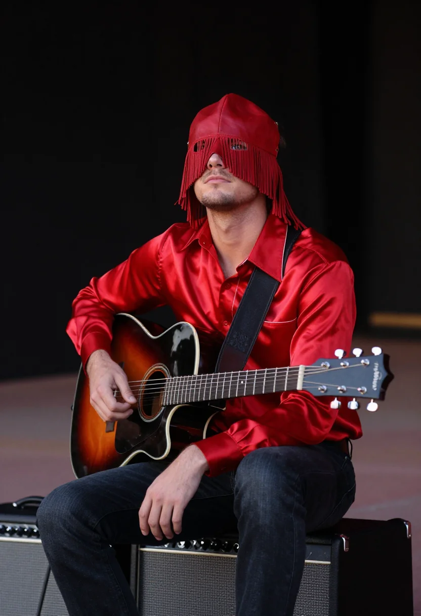 AI orville peck fringe sample — portrait of a man, three-quarter-length portrait of a man in