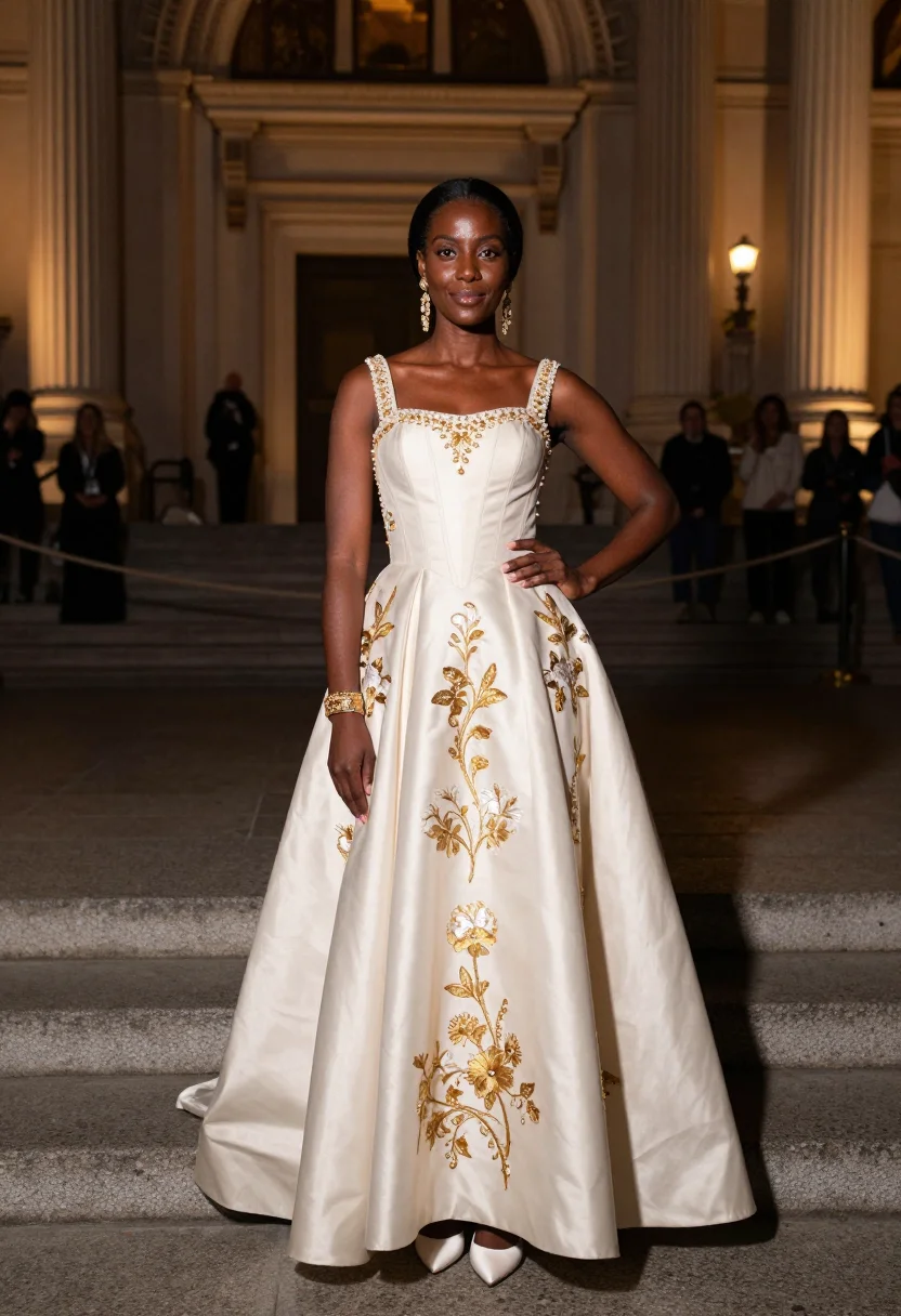 AI oscar de la renta sample — portrait of a woman, close half-length portrait of a Black w