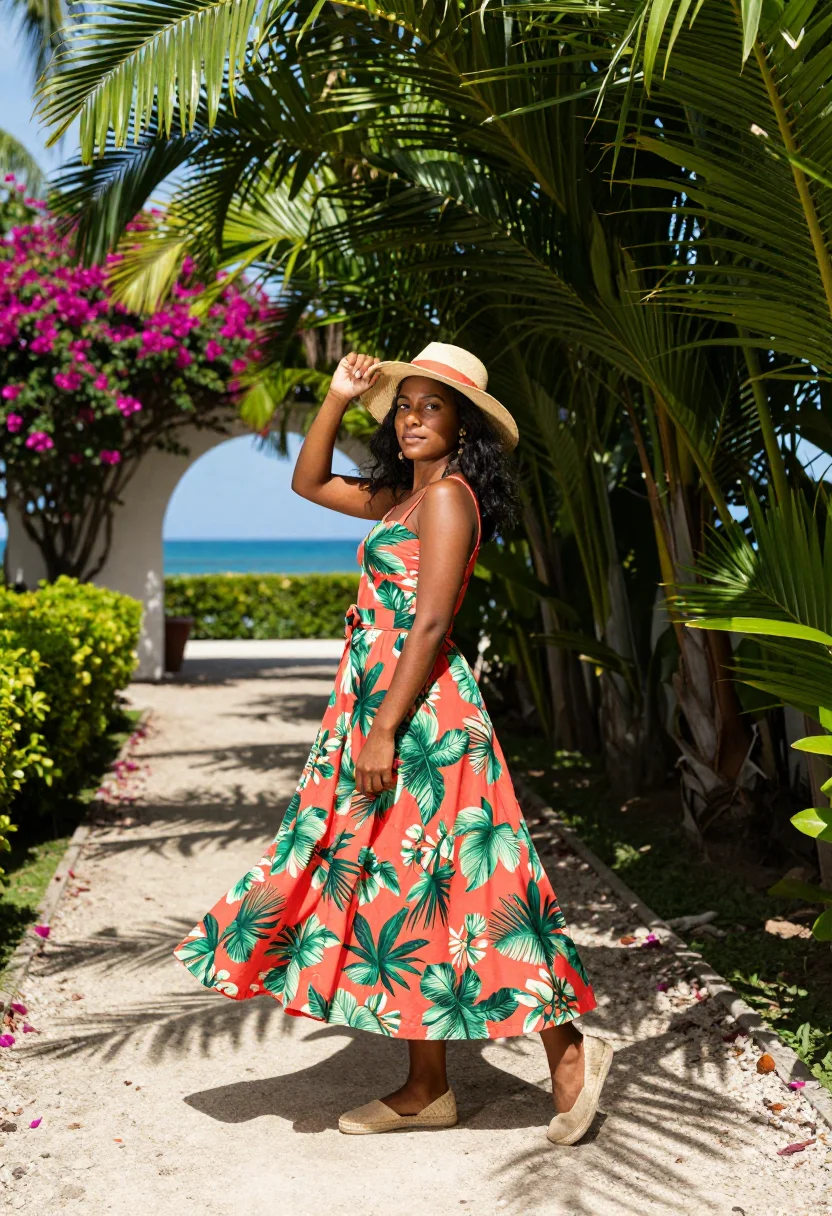 AI oscar de la renta sample — portrait of a woman, full-length portrait of a Caribbean wom