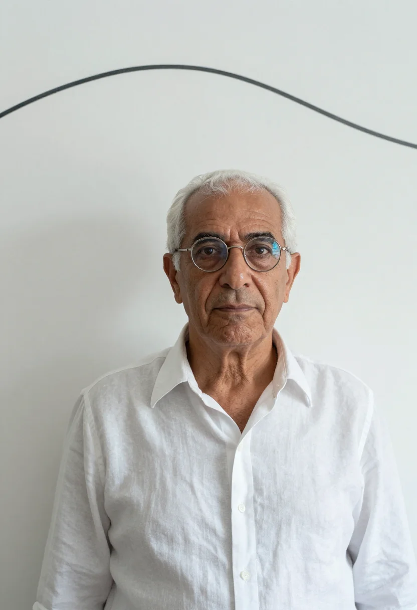 AI oscar niemeyer copacabana january white sample — portrait of a man, framed tight, head and shoulders, the bod