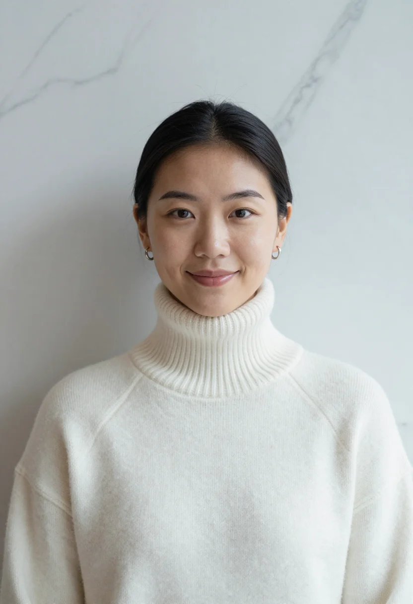 AI oslo opera white sample — portrait of a woman, framed chest-up from the ribs with the