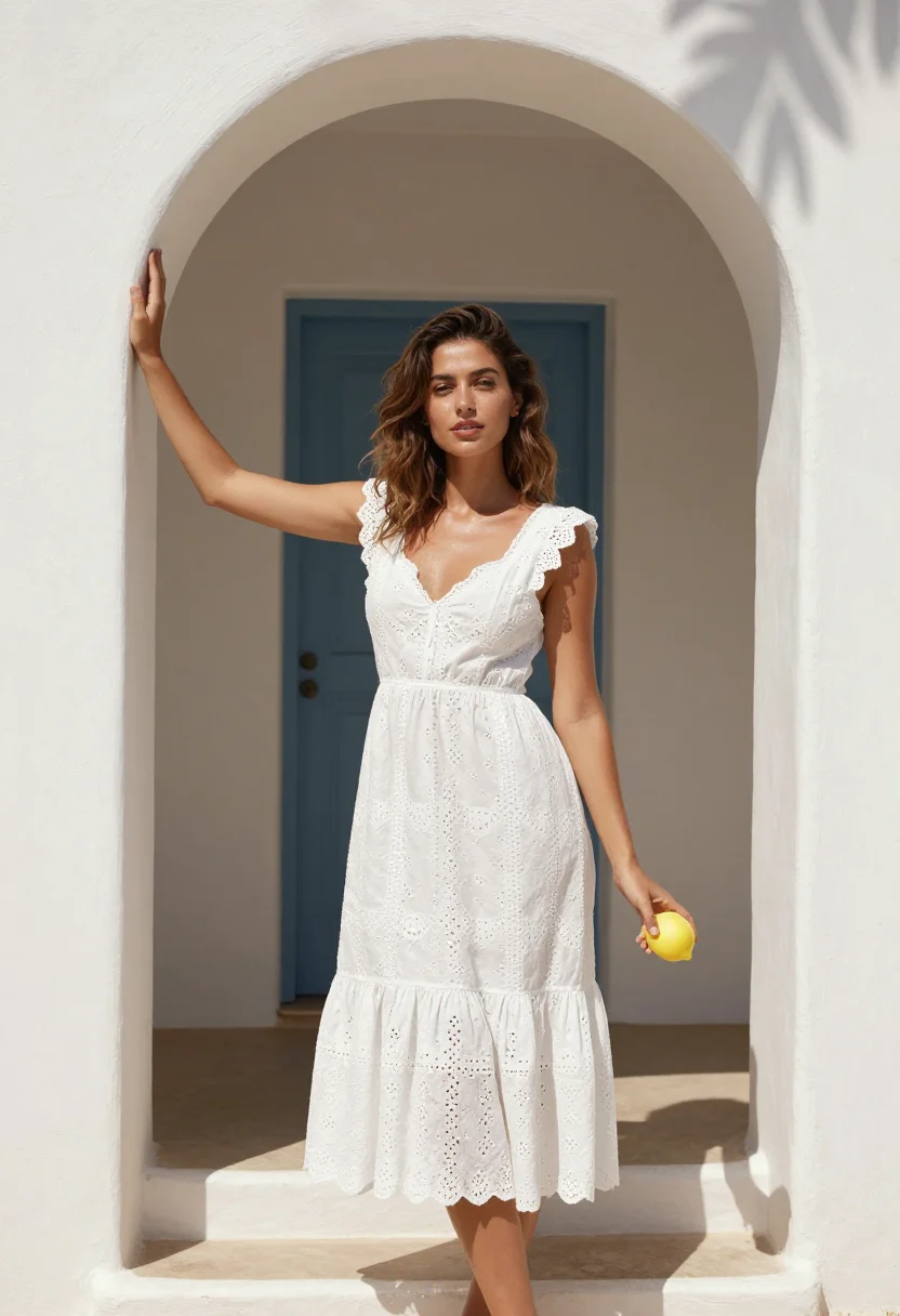 AI ostuni white sample — portrait of a woman, a close half-length frame, a young woma