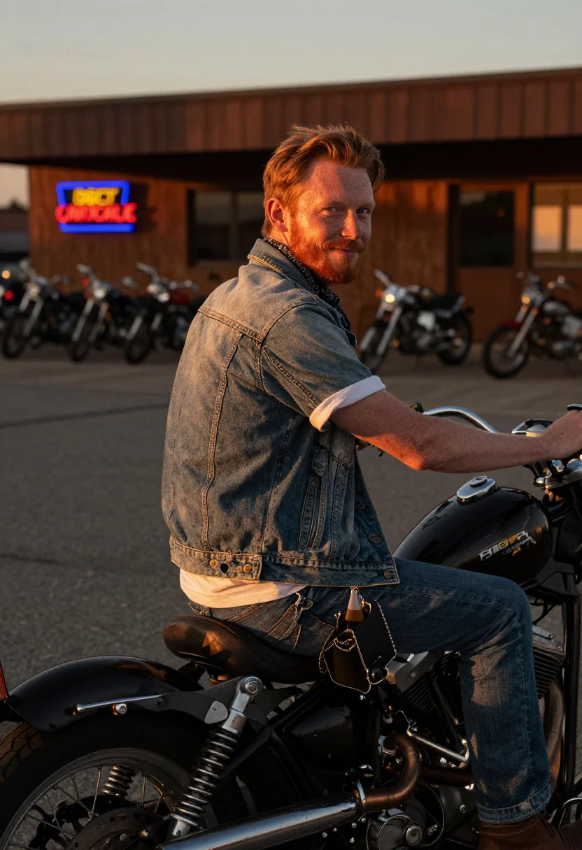 AI outlaw biker sample — portrait of a man, three-quarter-length portrait of a Northe