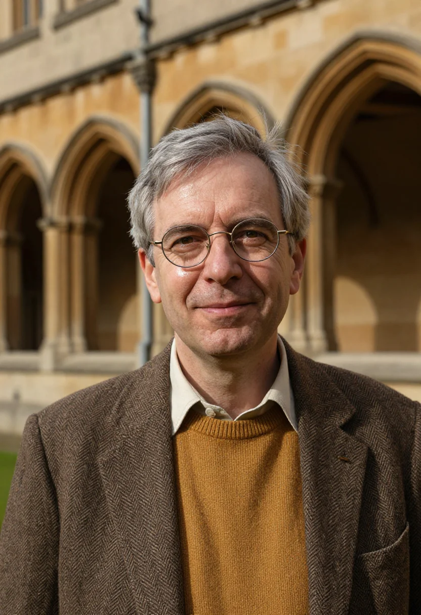 AI oxford don michaelmas tweed sample — portrait of an Oxford don, an English man in his early fifti