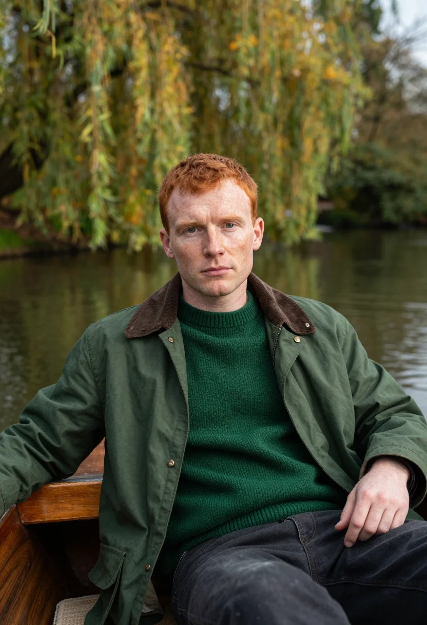 AI oxford punt michaelmas bottle sample — portrait of a man, framed half-length from the waist up, a m
