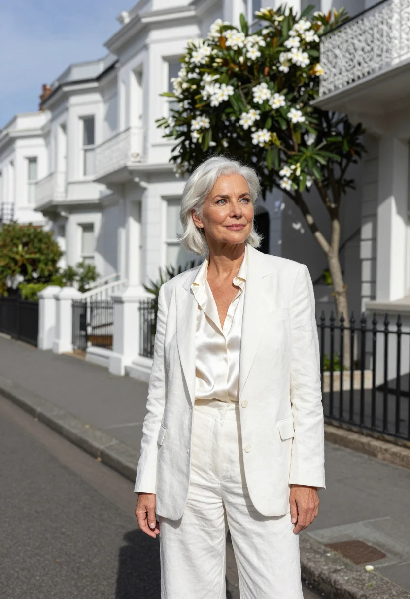 AI paddington fashion designer iron lace white sample — portrait of a woman, a fashion designer in her fifties with