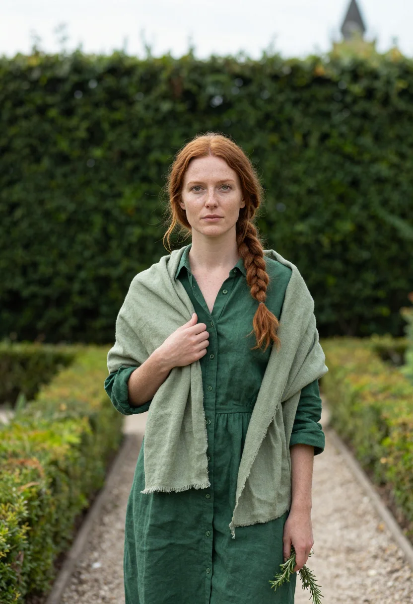 AI padua botanical garden botanist green sample — portrait of a woman, framed half-length from the head to the