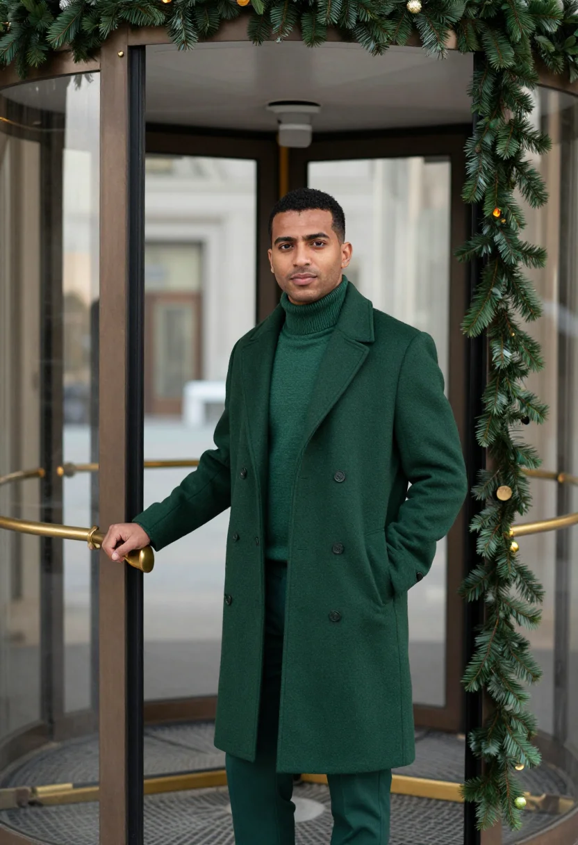 AI palace lobby concorde forest green sample — portrait of a man, framed half-length from the hips up at th