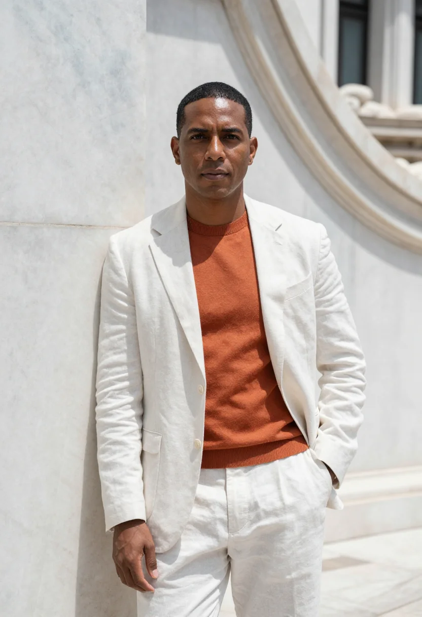 AI palacio bellas artes director white marble copper sample — portrait of a man, an Afro-Mexican arts director in his late