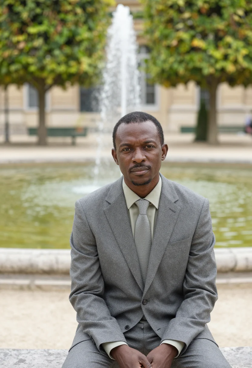 AI palais royal senior civil servant stone lime sample — portrait of a man, in his forties, a man of Ivorian descent