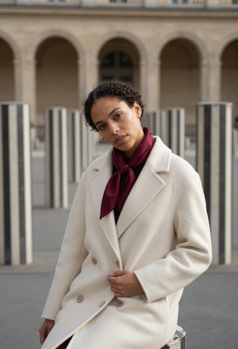 AI palais royal sample — portrait of a woman, waist-up portrait of a mixed-heritage w