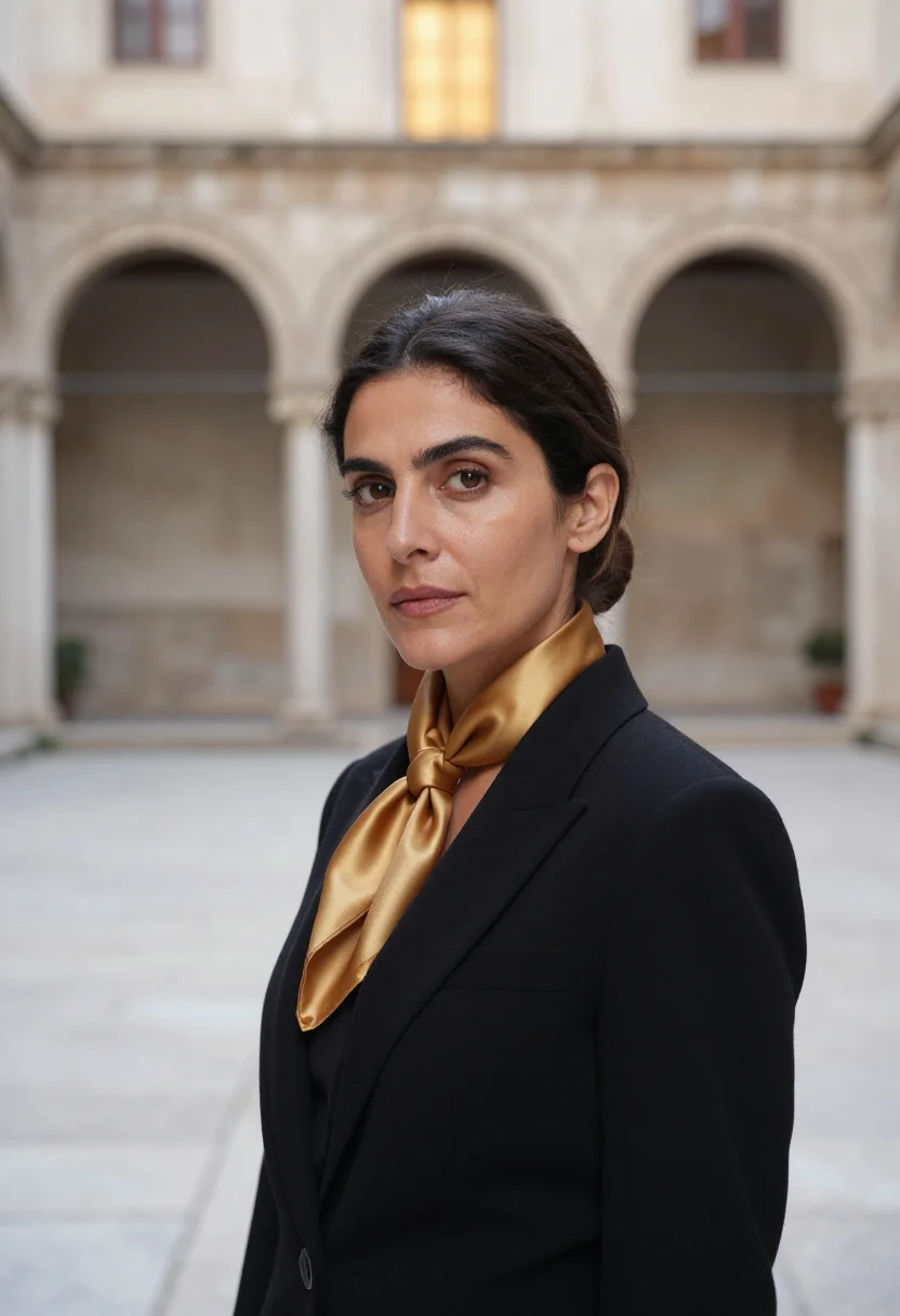 AI palermo lawyer palatine mosaic gold sample — portrait of a woman, in her late thirties, Sicilian, with wa