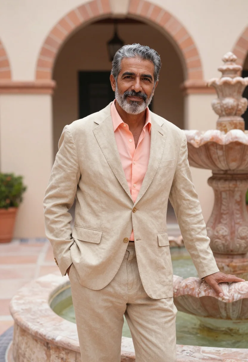 AI palm beach wealth advisor coral stone sample — portrait of a man, a wealth advisor in his fifties of Spanis