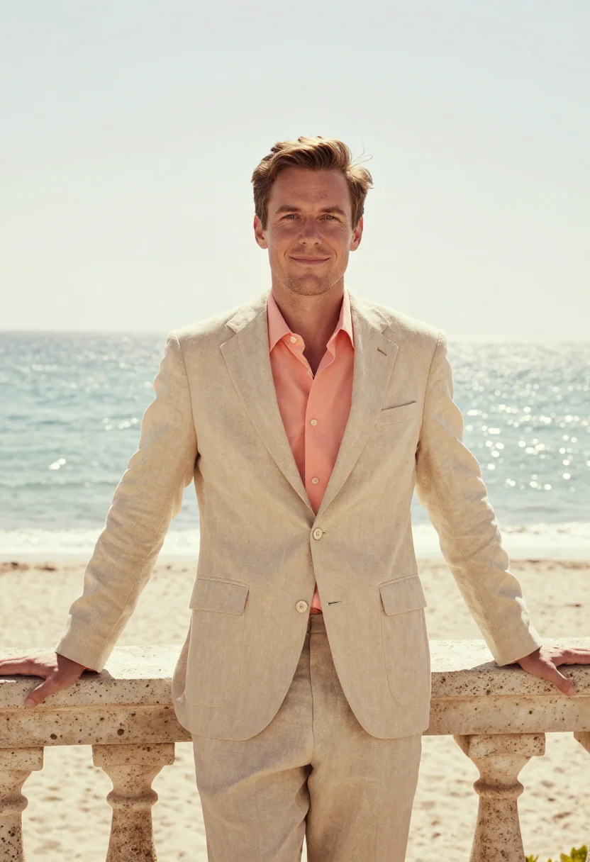 AI palm beach wealth advisor coral stone sample — portrait of a man, a wealth advisor in his late thirties of