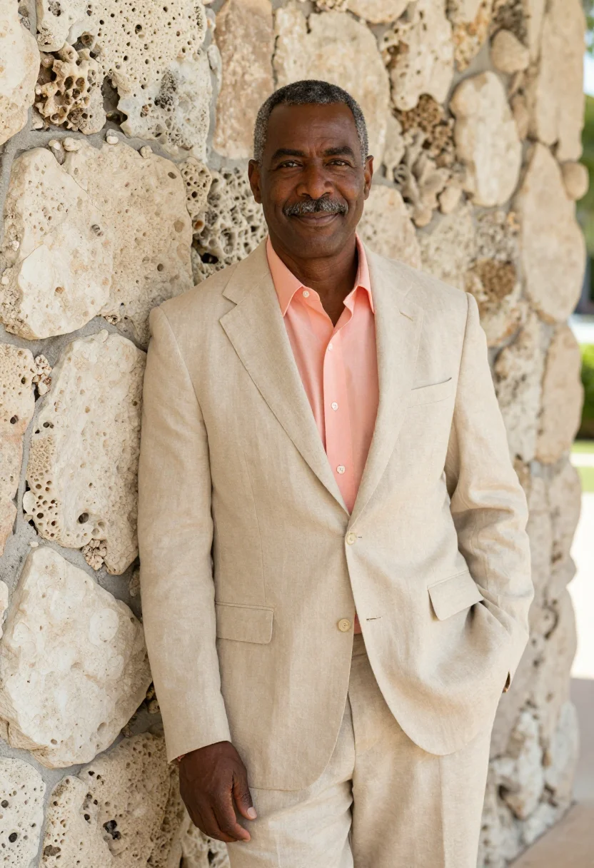 AI palm beach wealth advisor coral stone sample — portrait of a man, a wealth advisor in his fifties of Africa