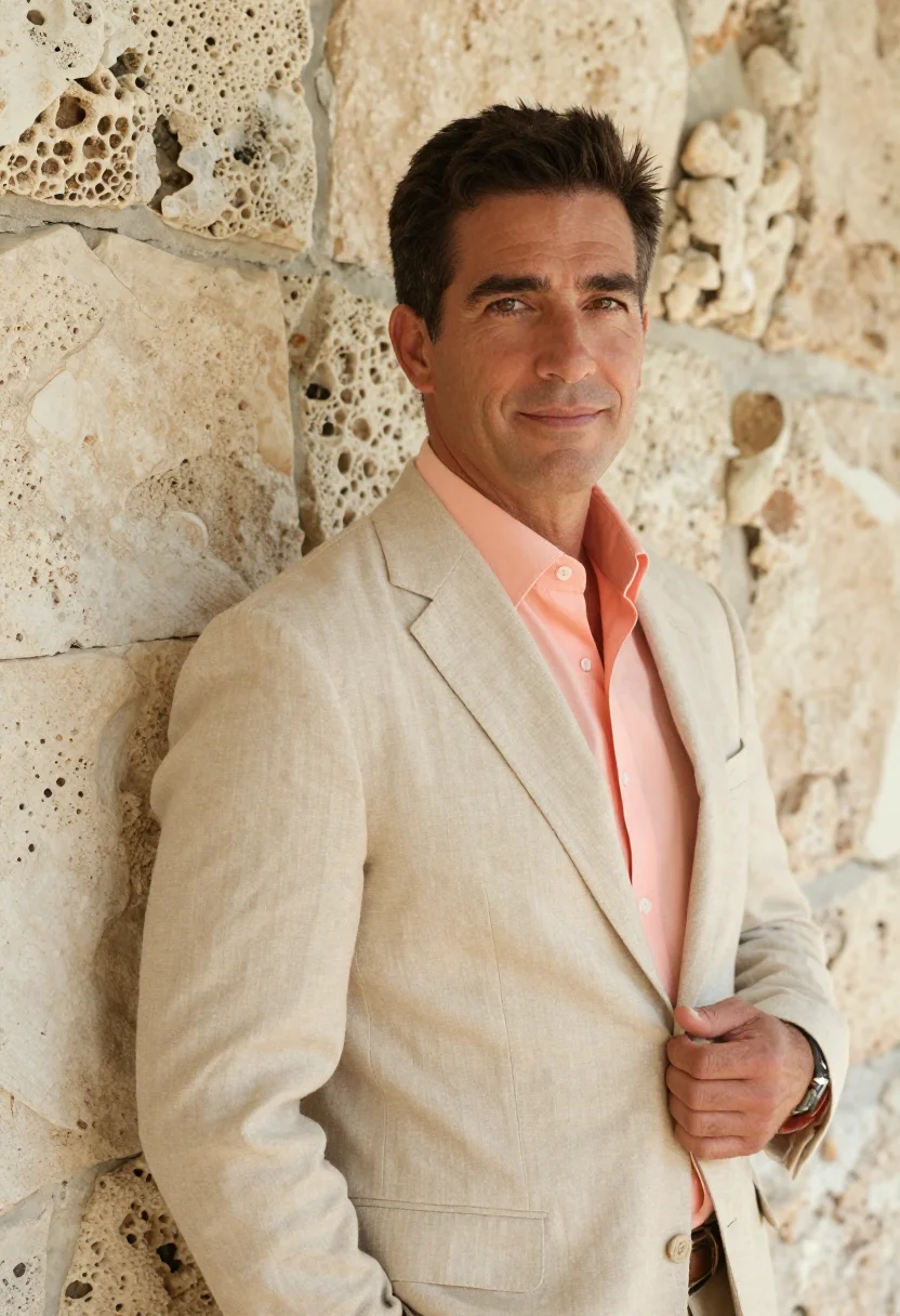 AI palm beach wealth advisor coral stone sample — portrait of a man, a wealth advisor in his forties of Wester