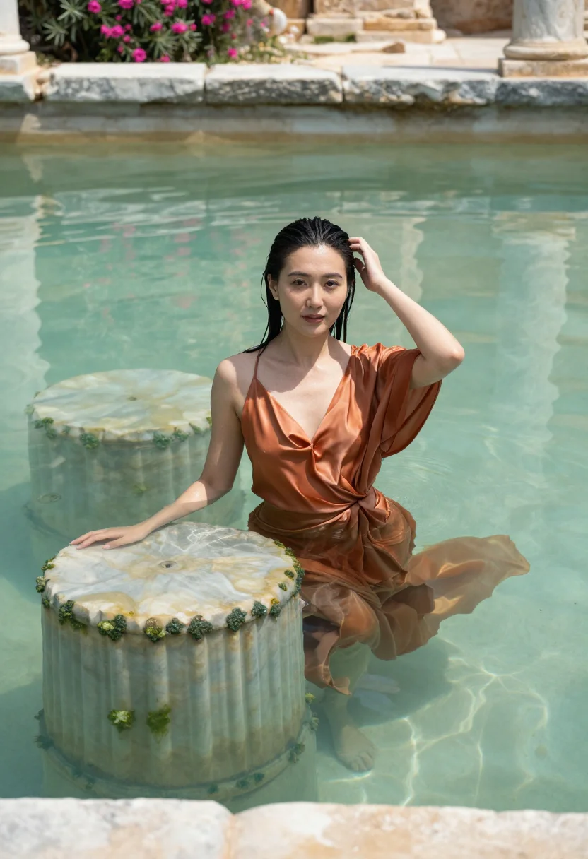 AI pamukkale sample — portrait of a woman, three-quarter-length portrait of an Eas