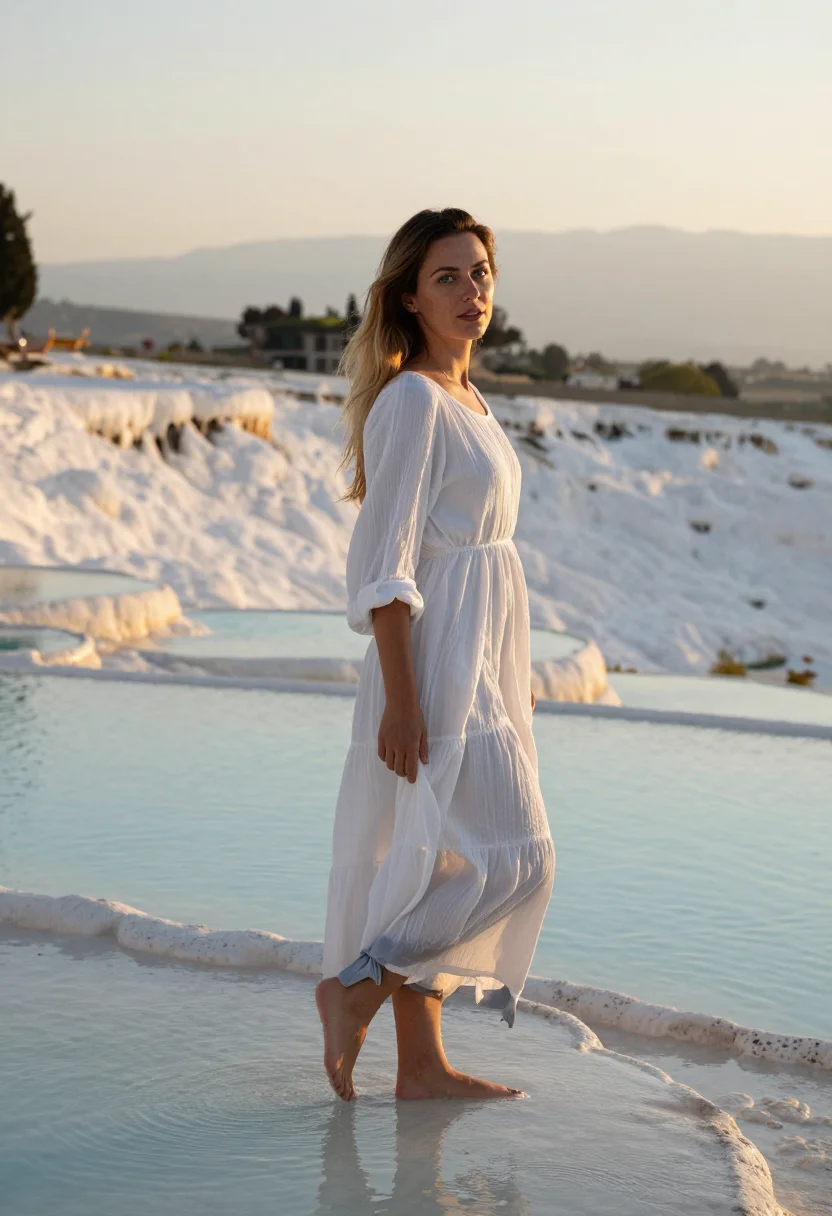 AI pamukkale sample — portrait of a woman, three-quarter-length portrait of a West
