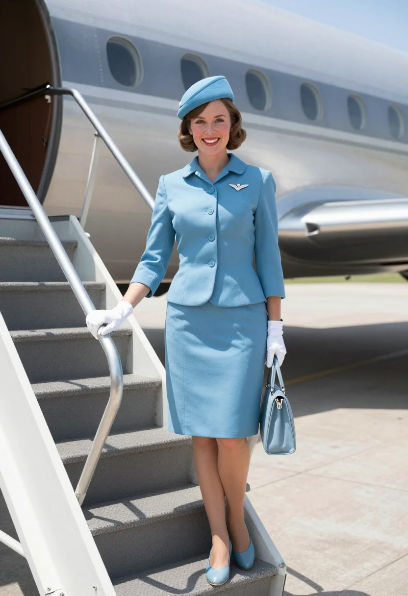 Example portrait from the AI Pan Am Sixties — Free Preview, Train Once