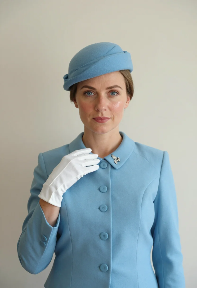 AI pan am sixties sample — portrait of a woman, tight head-and-shoulders portrait of a