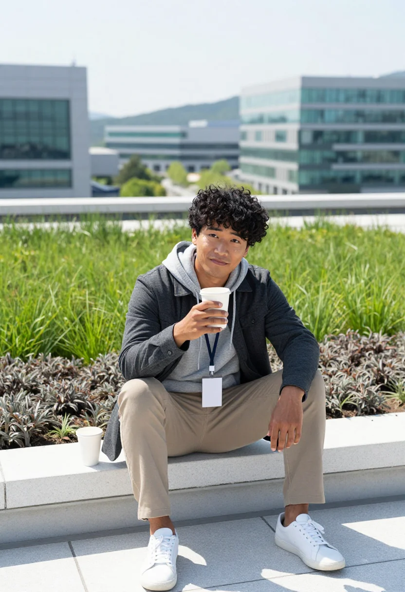 AI pangyo valley sample — portrait of a man, waist-up portrait of a Korean-American ma