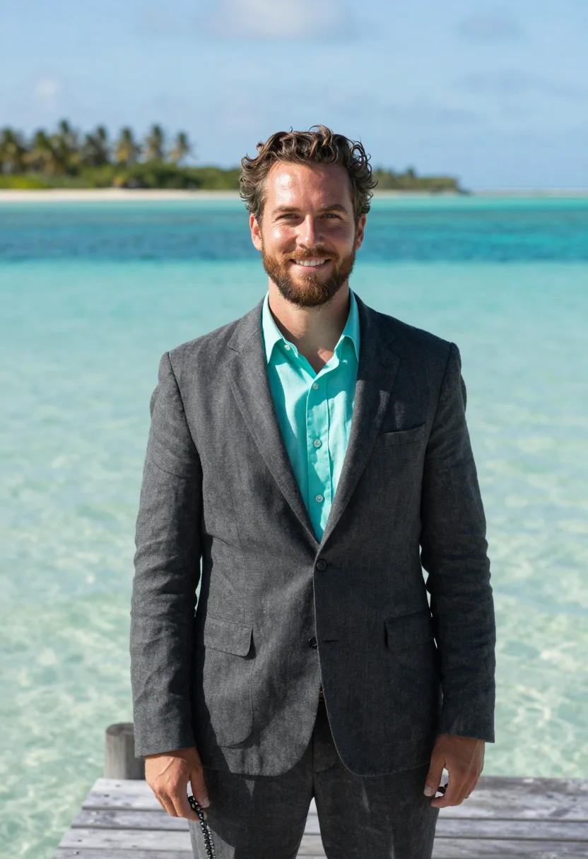 AI papeete pearl farm director black pearl lagoon sample — portrait of a man, a pearl farm director in his thirties of