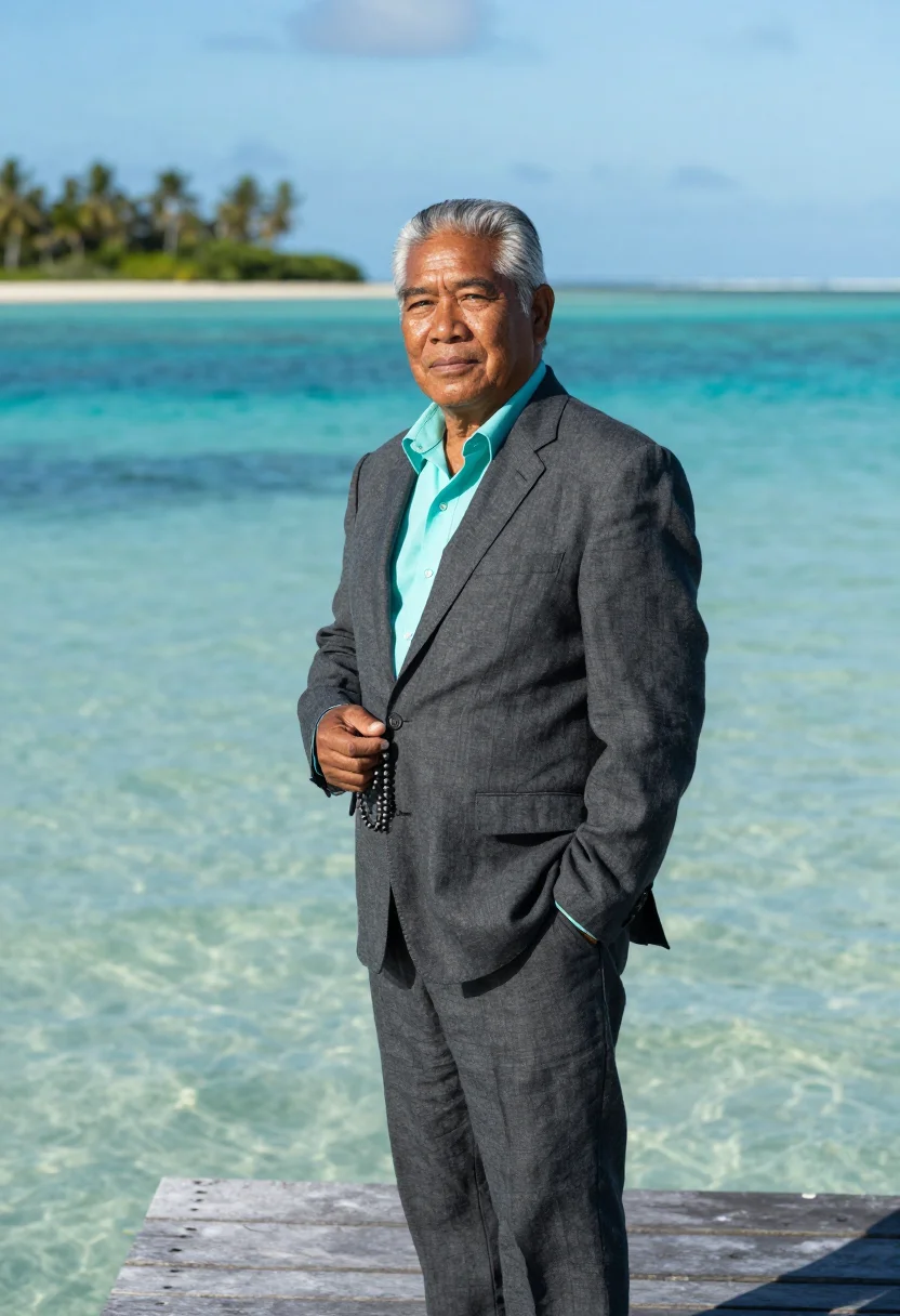 AI papeete pearl farm director black pearl lagoon sample — portrait of a man, a pearl farm director in his sixties of C
