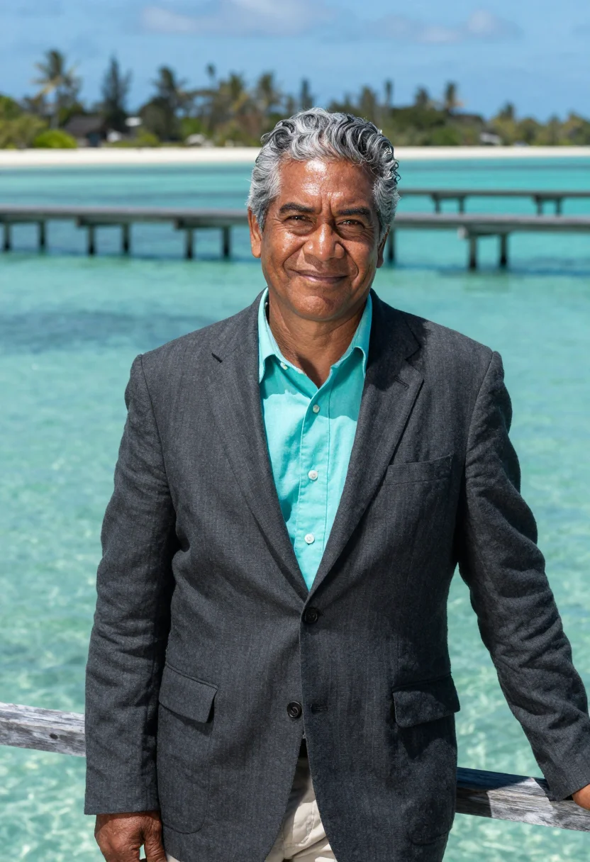 AI papeete pearl farm director black pearl lagoon sample — portrait of a man, a pearl farm director in his fifties of T
