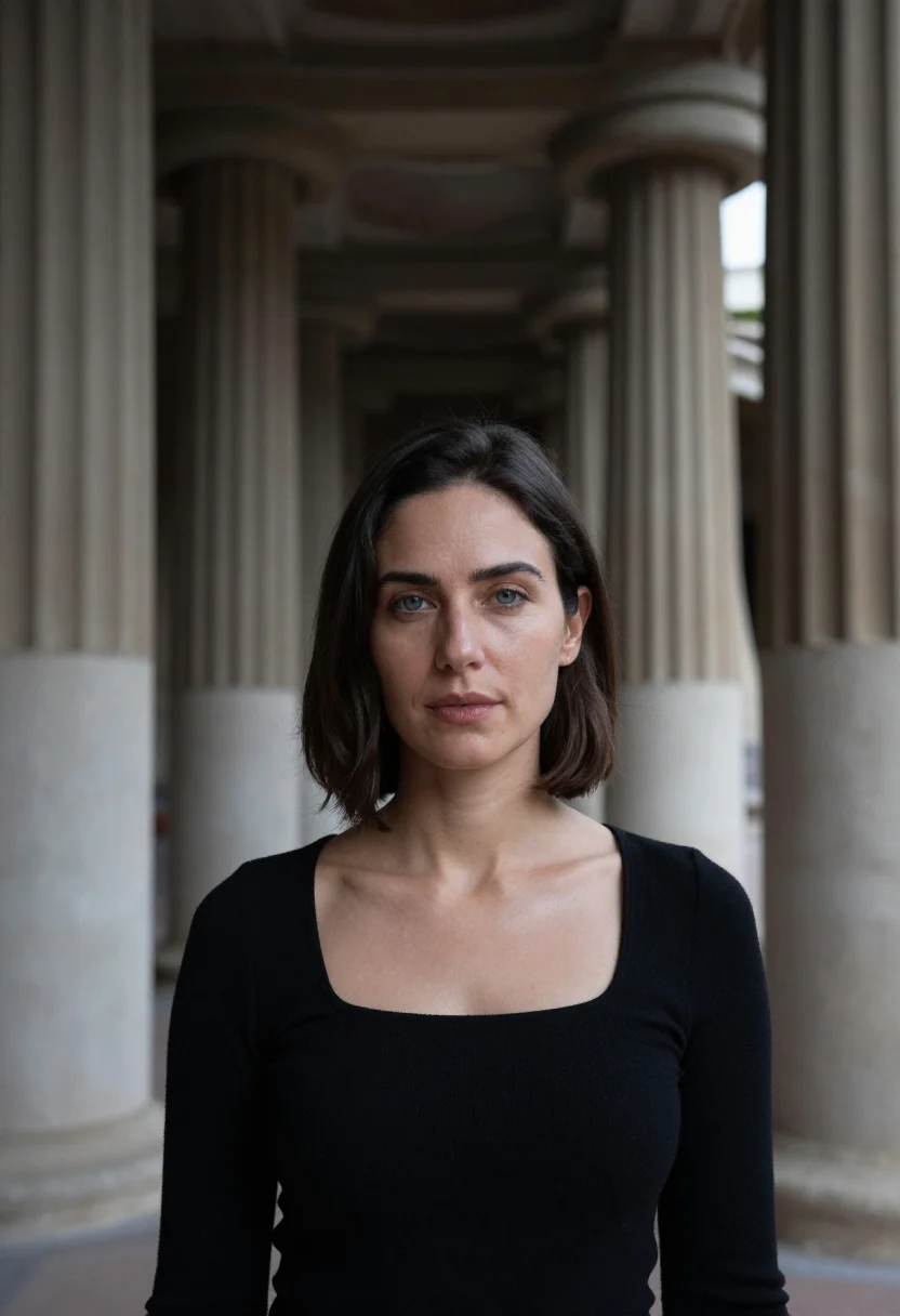 AI park guell sample — half-length portrait of a Western European woman with fair s