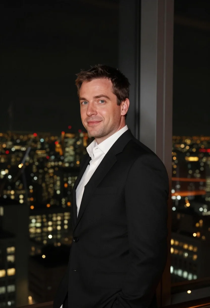 AI park hyatt tokyo new york bar glass sample — portrait of a man, a British guest in his early forties with