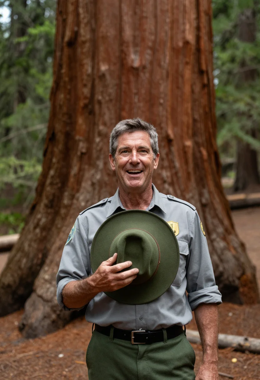 AI park ranger sample — portrait of a man, chest-up portrait of an American man in h