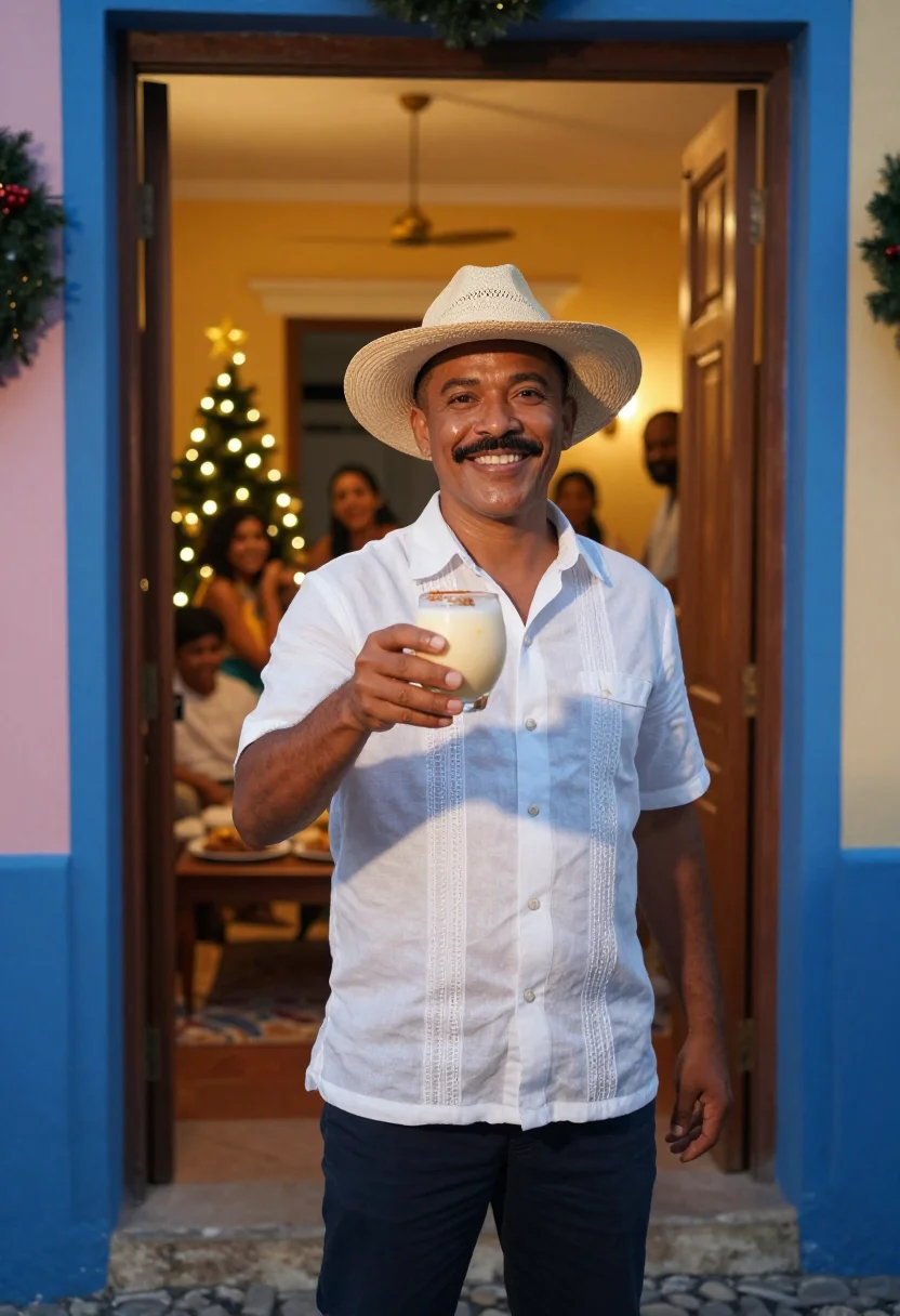 AI parranda puerto rico sample — editorial portrait photograph, a Puerto Rican man in his mid