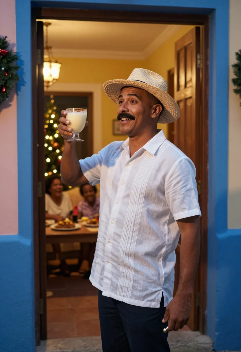 AI parranda puerto rico sample — editorial portrait photograph, a Puerto Rican man in his mid