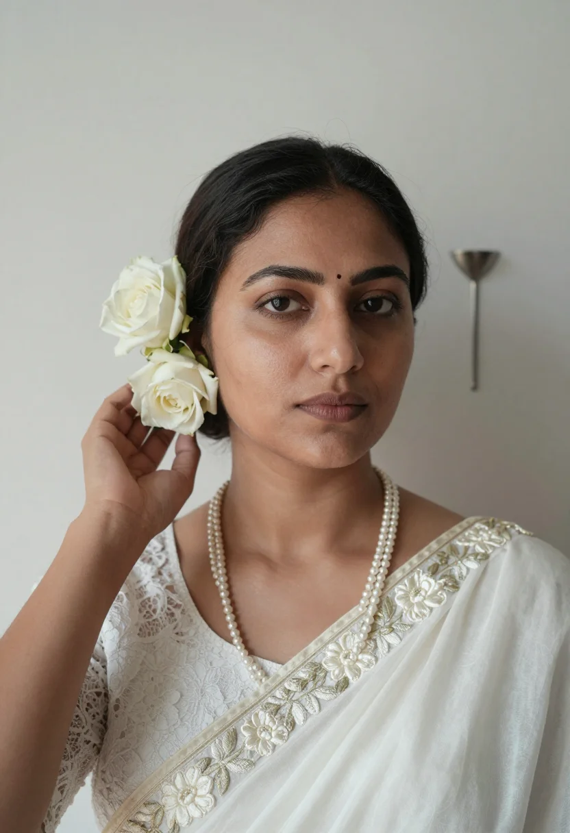 AI parsi gara sample — portrait of a woman, shoulders-up close portrait of a Parsi
