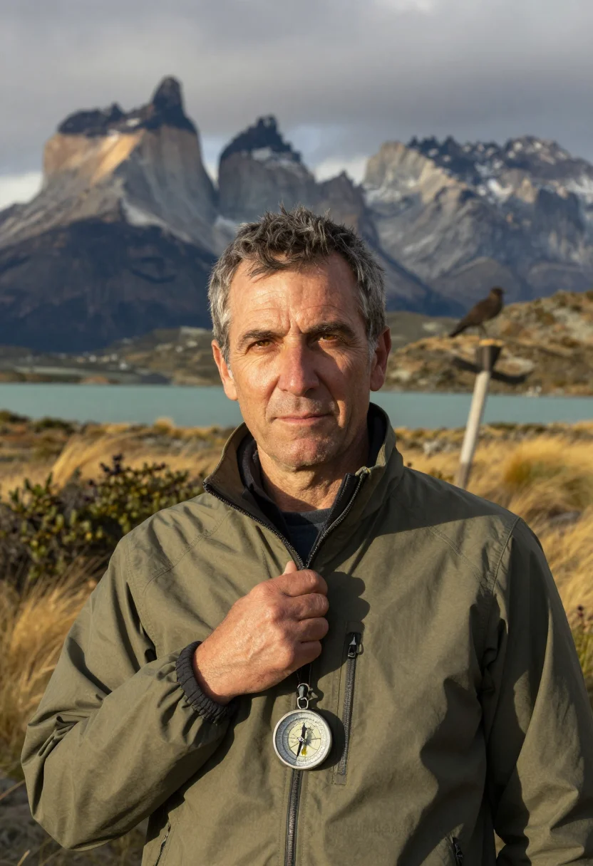 AI patagonia sample — head-and-shoulders portrait of a Western European man with w