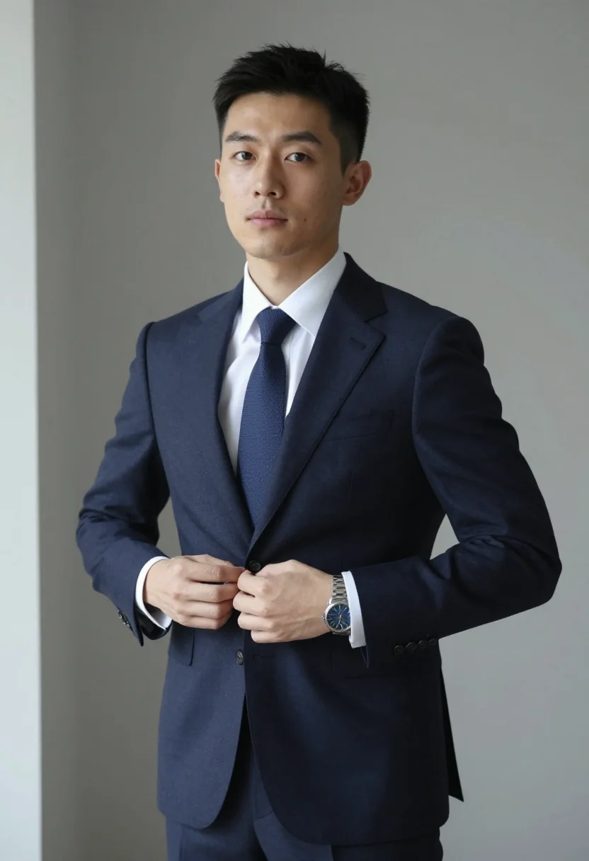 AI patek sample — portrait of a man, half-length portrait of an East-Asian man