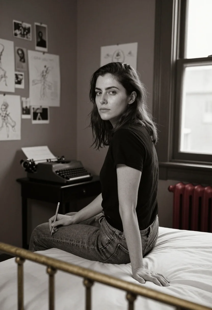 AI patti smith sample — portrait of a woman, half-length portrait of a woman of West