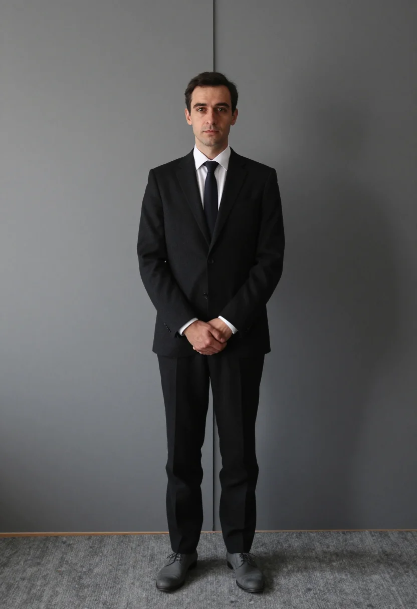 AI penn corner sample — portrait of a man, wide standing portrait of a Western-Europ